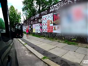 bums BUS - Backseat car fuckfest with Czech towheaded babe